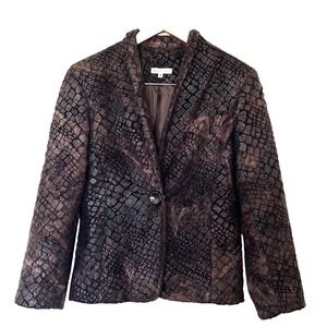 Connie Roberson Womens Faux Fur Alligator Blazer Jacket Size S Event Occasion‎
